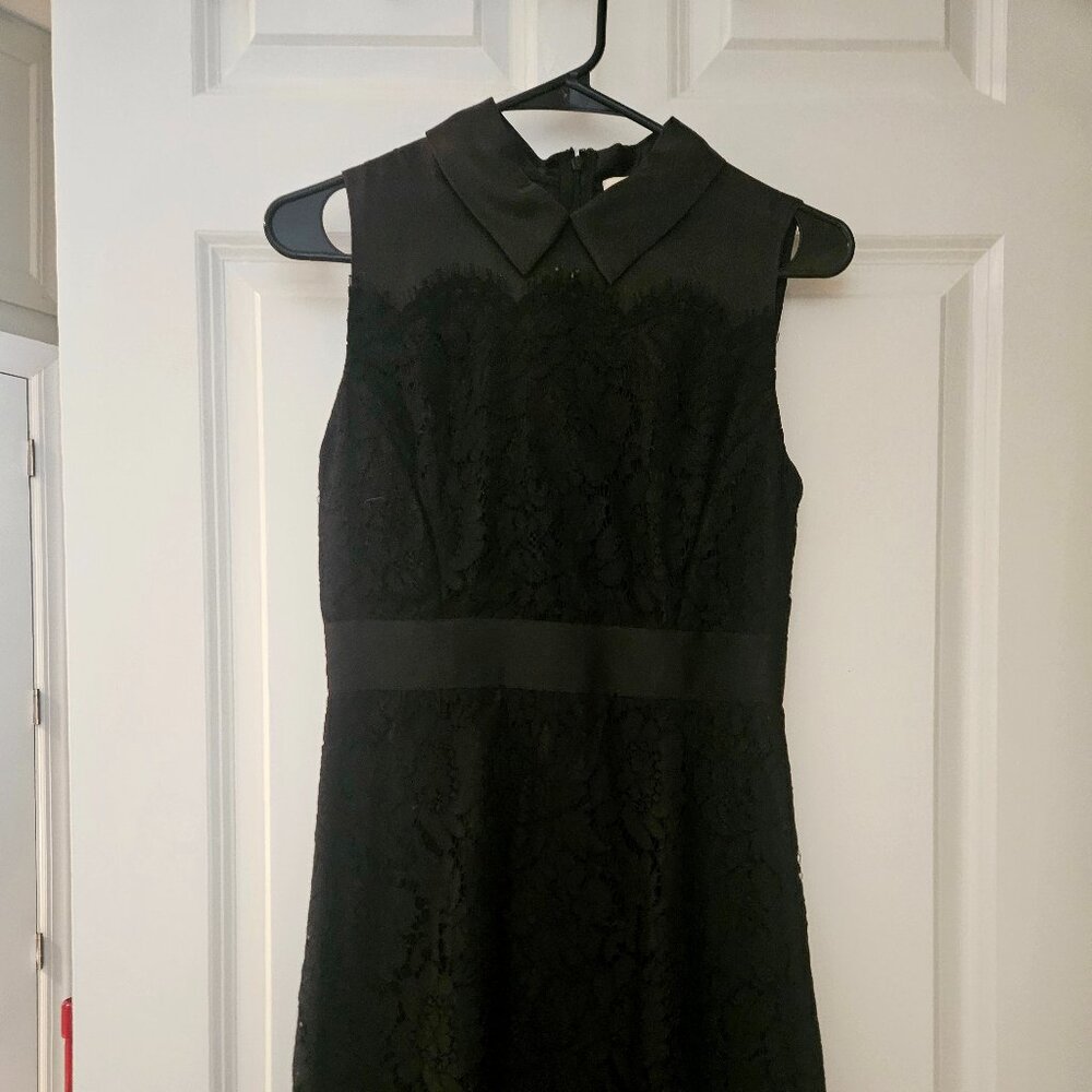 Kate Spade Black Eyelash Lace Collared Dress Sz 2